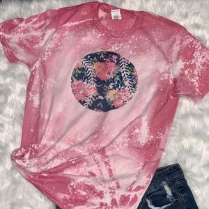 Floral Softball/Baseball Bleached Tee